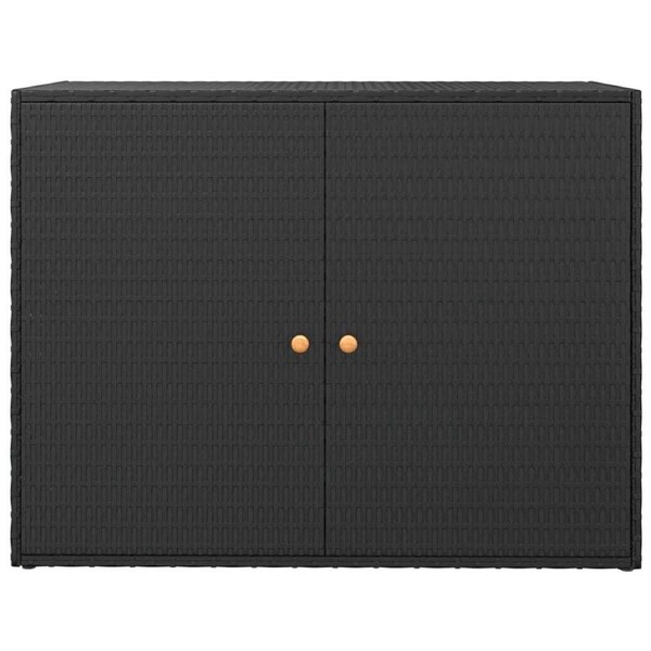 Garden Storage Cabinet Sideboard Poly Rattan Organiser Outdoor Patio Tool Black