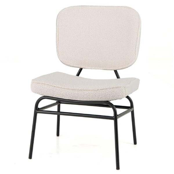 Costway Upholstered Chair Metal Structure Chair Reading Lounge Chair w/ Sponge Pad White