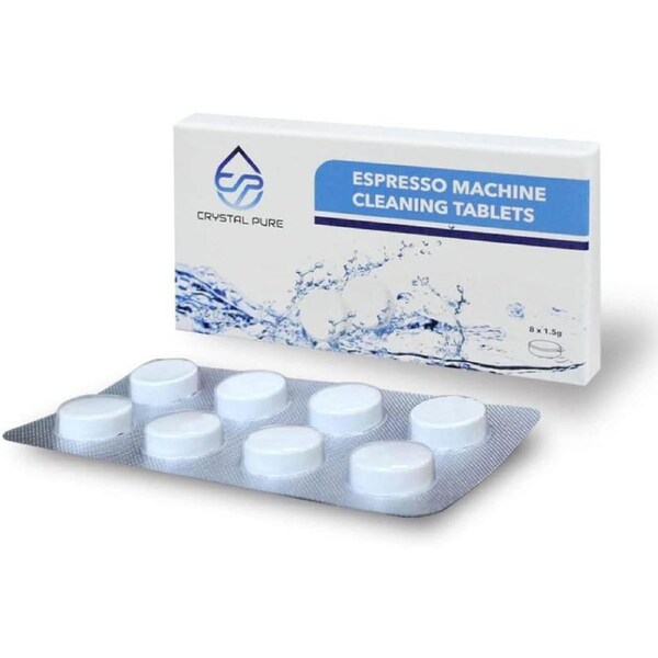 CRYSTAL PURE 8 Cleaning Tablets Compatible with Breville Saeco Delonghi Jura Espresso Coffee Machine