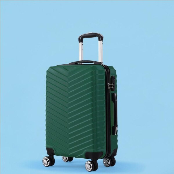 Slimbridge Luggage Trolley Carry On Suitcase Travel 20" 24" 28" TSA ABS Shell 20" / Green