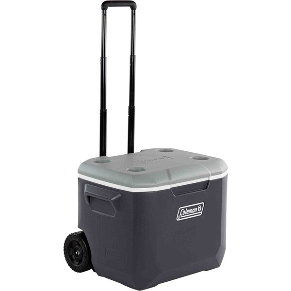 Coleman Plastic Cooler Wheeled Hard Cooler Outdoor Camping 57L Black/Grey
