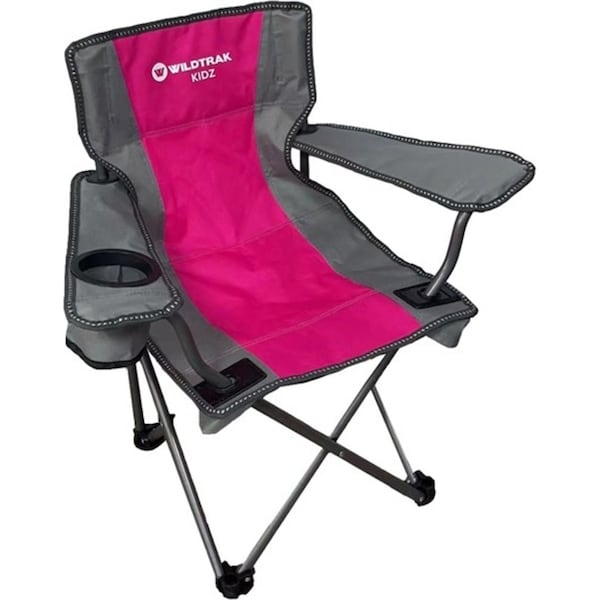Wildtrak Kidz Camp Chair Pink 100Kg Weight Rating Outdoor Camping 67x60cm