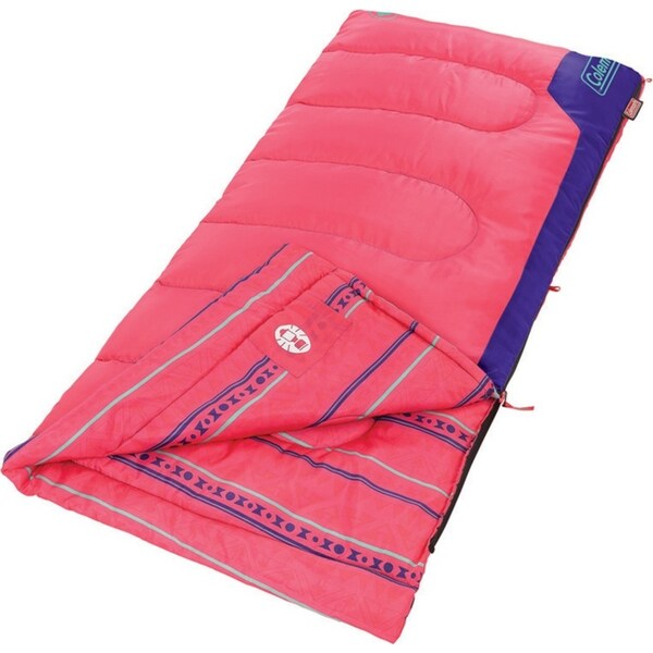 Coleman Sleeping Bag Youth Plus10C Temp Rating Pink And Purple Outdoor Camping