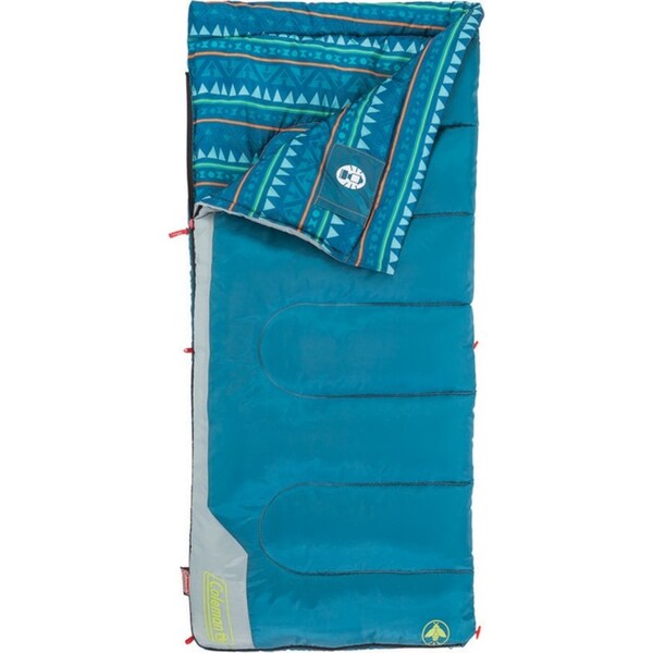 Coleman Sleeping Bag Youth Plus10C Temp Rating Teal And Grey Outdoor Camping