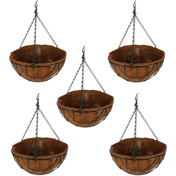 5x Yard Master Coconut Hanging Basket Liner Outdoor Decor Home Garden 40cm Brown