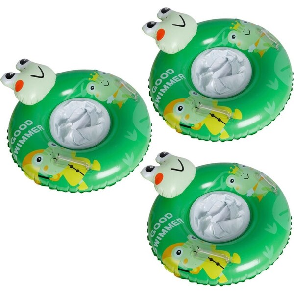 3x Airtime Kids Inflatable Swim Ring w/ Seat Frog Design Outdoor Camping 56cm