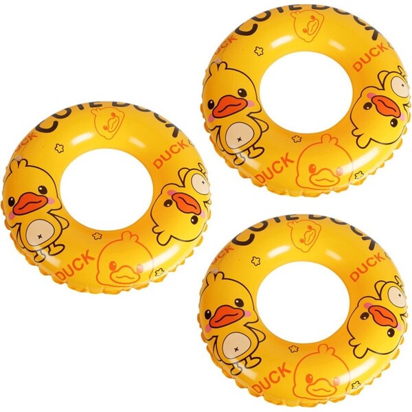 3x Airtime PVC Swim Ring Duck Design Outdoor Camping Pool Float Toy 50cm Yellow
