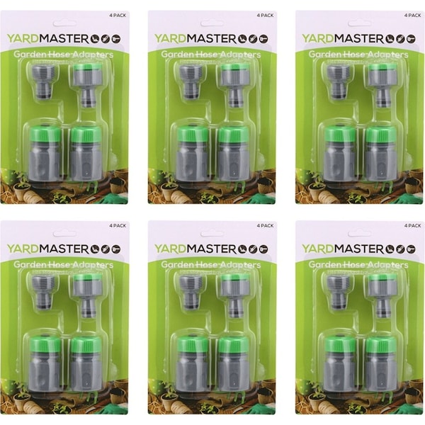 6x 4pc Yard Master Plastic Water Hose Adapters Outdoor Camping 21x14cm Green