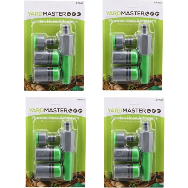 4x 4pc Yard Master Plastic Garden Water Hose Adapters Outdoor Camping Gear Green