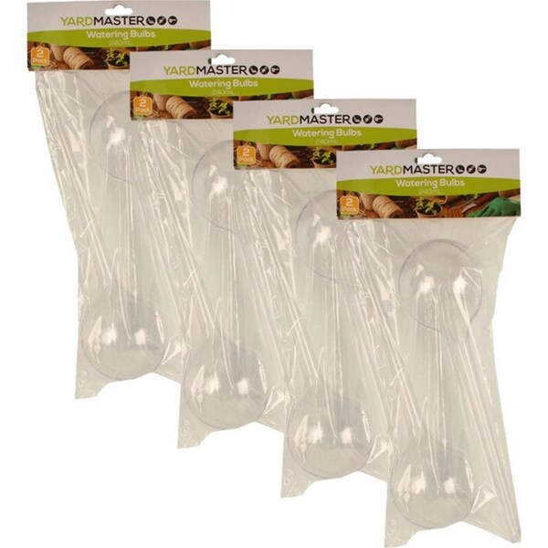 4x 2pc Yard Master Plastic Self Watering Bulbs Indoor/Outdoor Garden 25cm Clear