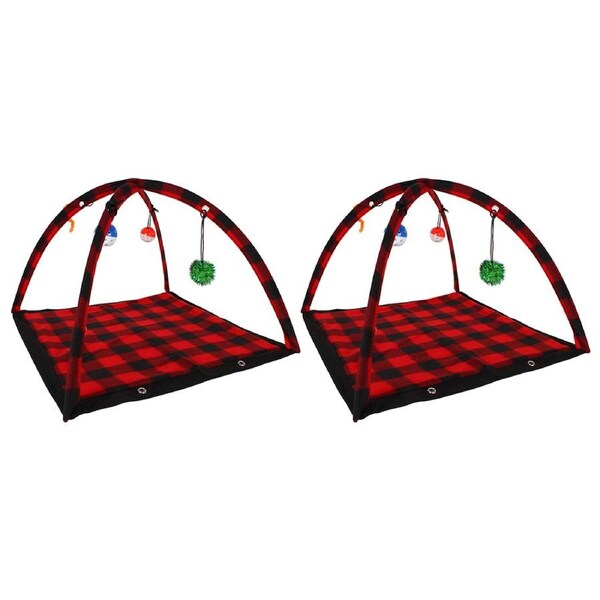 2x Pro Pet Max Cat Tent Mat w/ Hanging Toys Outdoor Camping/Hiking Gear 57x59cm