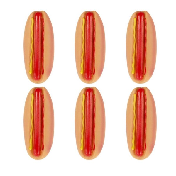 6x Pro Pet Max Squeaky Hotdog Pet Interactive Play Toy Outdoor Camping 14x6cm
