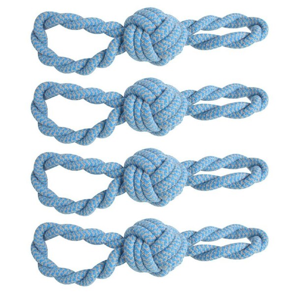 4x Pro Pet Max Extra Tough Long Cotton Rope Toy Blue Strong for Chewing 46cm