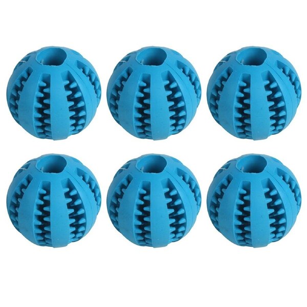 6x Pro Pet Max Hide Treats Durable Training Chew Rubber Ball Toy Blue Treats
