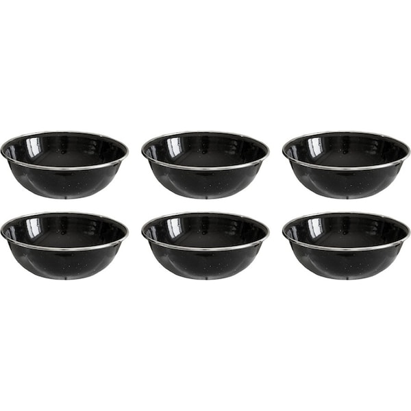 6x Wildtrak Premium Enamel Bowl Glassware Dinning Outdoor Camping/Hiking 15x5cm