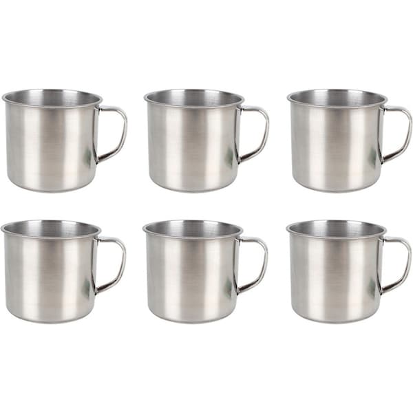 6x Wildtrak Camping Mug Stainless Steel 350Ml Outdoor Camping Dining Cookware