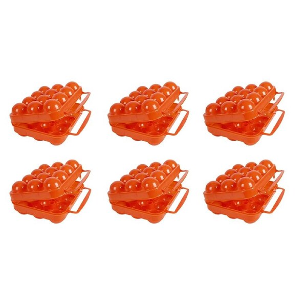 6x Cockatoo Egg Carrier 12 Egg Plastic Storage Outdoor Camping Cookware Orange