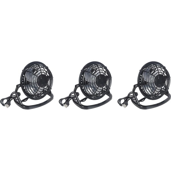 3x Wildtrak Portable Fan Usb Black W/85cm Cable Outdoor Camping Equipment