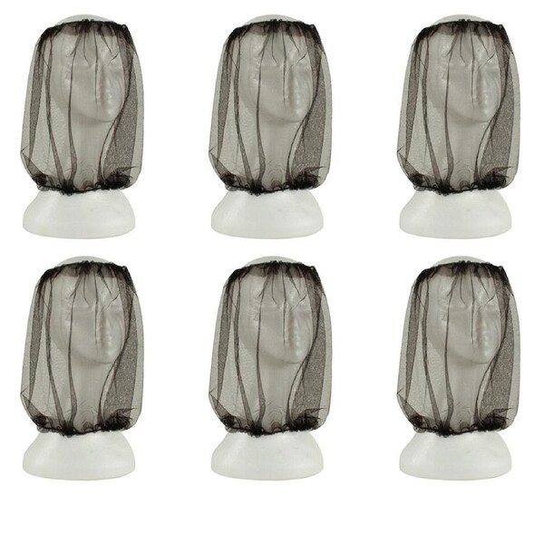 6x Wildtrak Mesh Fabric Mosquito Head Net Outdoor Camping Gear 45x33cm Black