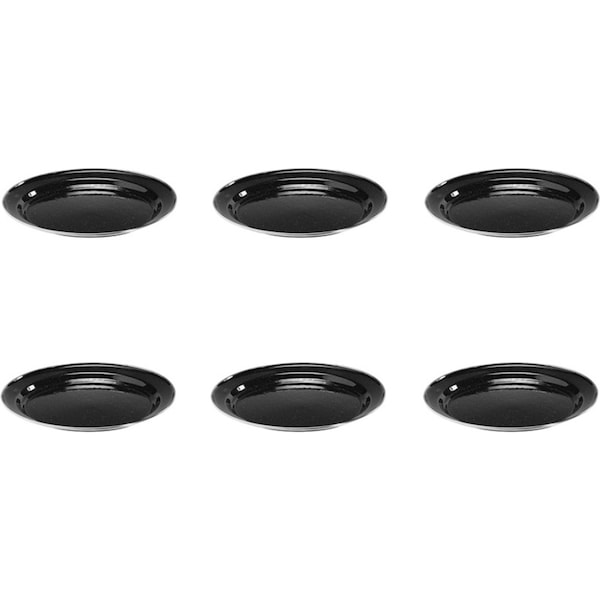 6x Cockatoo Enamel Dinner Plate Black Speckle Outdoor Glassware Camping/Hiking