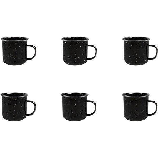 6x Cockatoo Enamel Mug Black Speckle Great for Outdoor Camping/Hiking 8x8cm