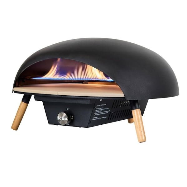 Le Feu Turtle Gas Pizza Oven in Black with Limestone Pizza Stone + Bonus Cover