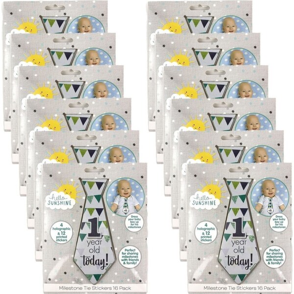12x 16pc Hello Sunshine Baby/Toddler Milestone Reusable Photo Prop Tie Stickers