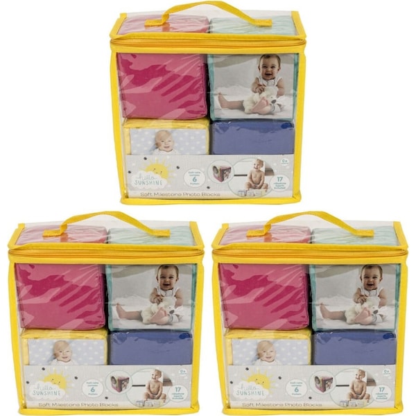 3x 4pc Hello Sunshine Baby/Toddler Milestone Photo Cube Picture/Image Blocks