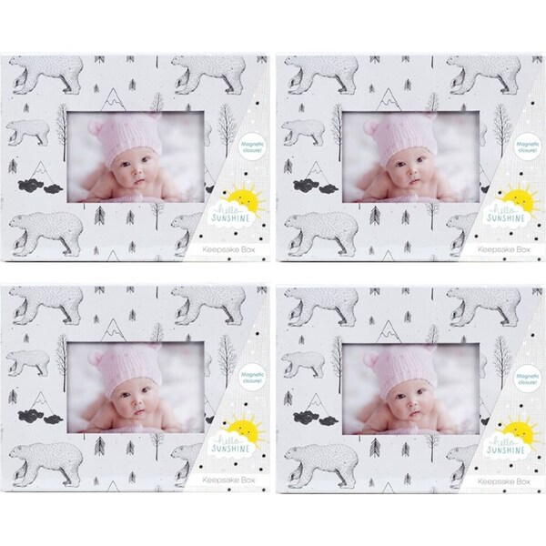 4x Hello Sunshine Magnetic Closure Keepsake Memorabilia Storage Box White
