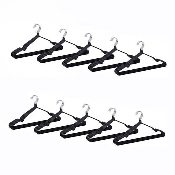 100x Metal Clothes Hangers Non Anti Slip Rubber Coated Wire Suit Coat Hanger