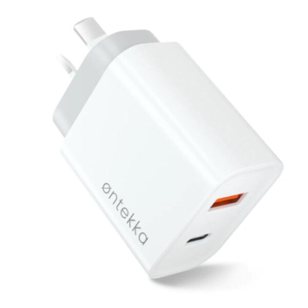 Ontekka 20W USB-C&A PD Dual Port Wall Charger - White
