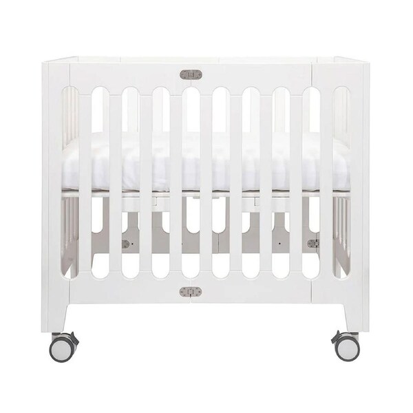 Bloom Alma Baby/Toddler Grow Beech Wood Portable Crib w/ Wheels - Coconut White