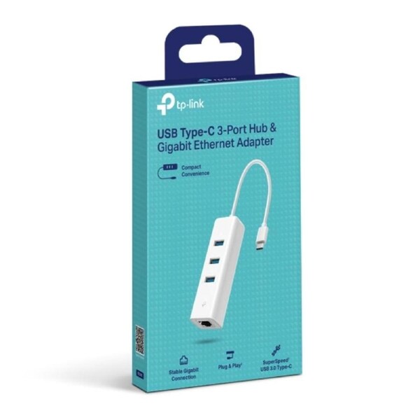 TP-Link UE330C USB 3.0 Type-C to Gigabit Ethernet Network Adapter with 3-Port USB 3.0 Type-A Hub UE330C