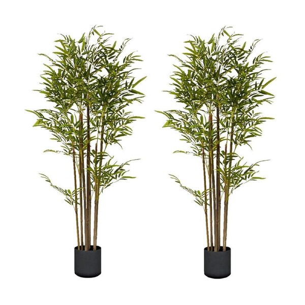 SOGA 2X 120cm Lucky Bamboo Tree Bambusa Vulgaris Artificial Plant w/ 7 Branches Home Accent Decor