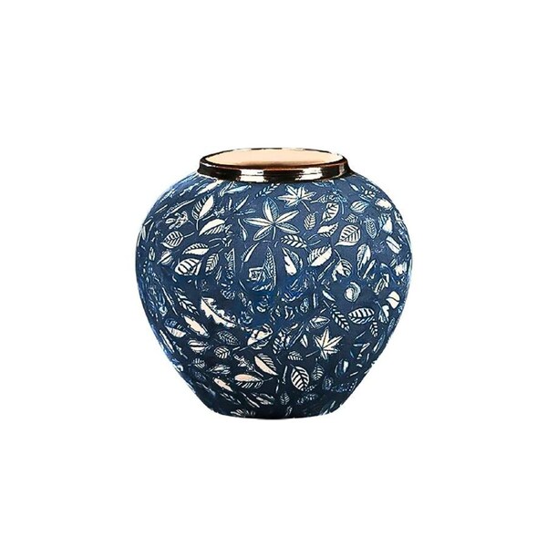 SOGA 21x22cm Blue Small Ceramic Flower Vase Elegant Living Room Home Decor
