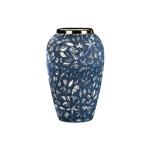 SOGA 30x19 Blue Medium Ceramic Flower Vase Elegant Living Room Home Decor