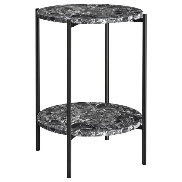 ALFORDSON Side Table Sofa Round Marble Shelf Grey