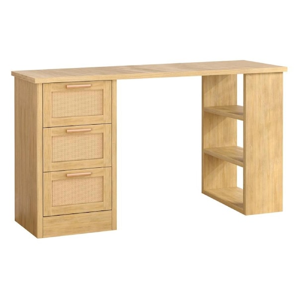 Alfordson Computer Desk Office Drawers Table - Oak