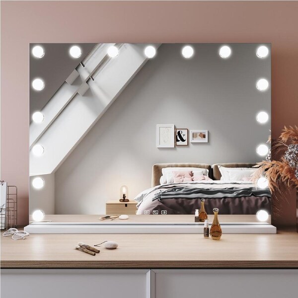 ELEGANT 80x62cm Hollywood Vanity Light Bulb Model Makeup LED Mirror with Bluetooth & USB Charge