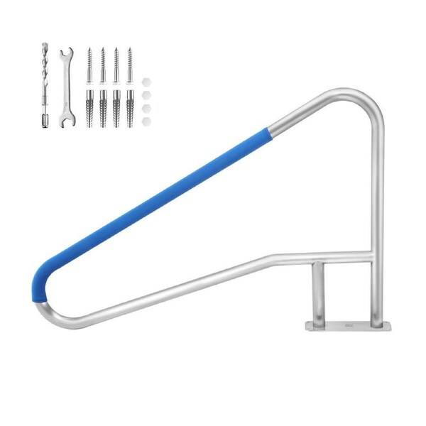Swimming Pool Handrail Stairs Railing Steps Banister Grab Stainless Steel Handle 1370x914mm with 110cm Grip Cover