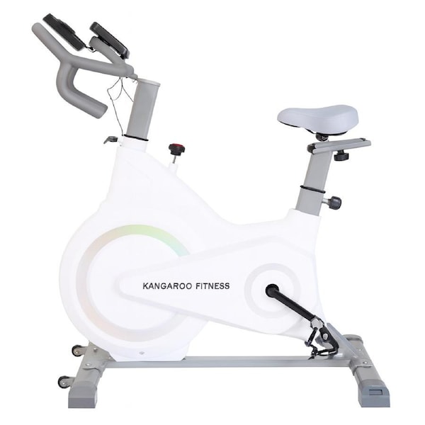 Kangaroo Fitness Magnetic Spin Bike White - 150kg Weight Capacity
