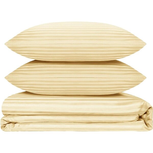 LINENOVA Classic Stripes Quilt Cover Set 1800TC High Quality Mifrofiber Bedding Sets 8 Colors 5 Size Choice Beige / Double