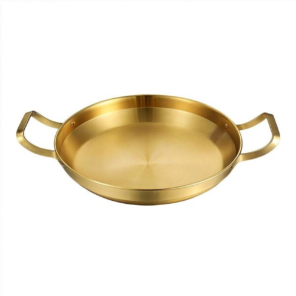 SOGA 28cm Dry Pot, Gold Plated 202 Material Stainless Steel and Kitchen Essential