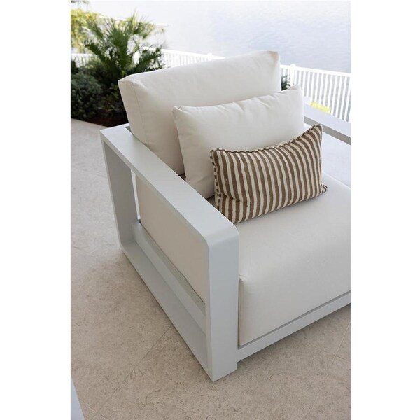 Whitehaven 2+1+1 Outdoor Aluminium Lounge Set with Sunbrella Cushions with Santorini Coffee Table - Outdoor Aluminium Lounges