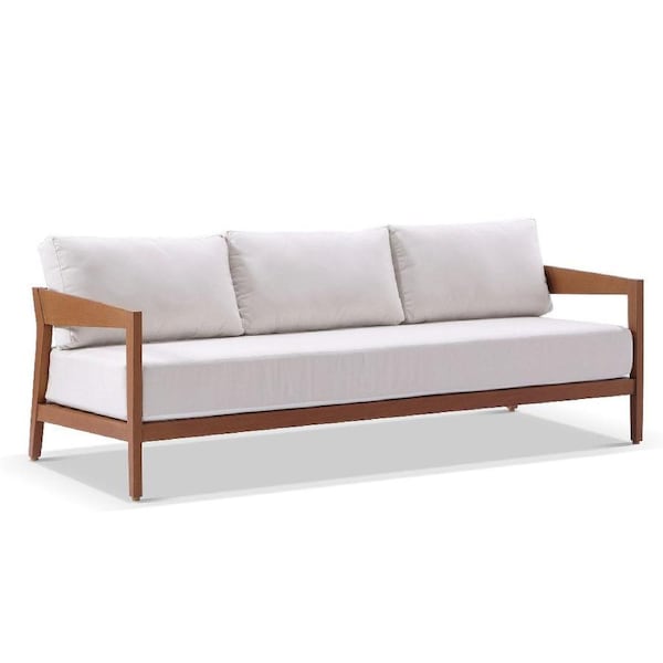 Bronte 3 Seater Outdoor Teak Look Aluminium Lounge with Sunbrella Cushions - Outdoor Aluminium Lounges
