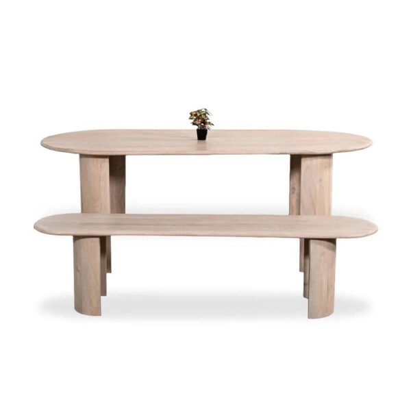 Beaumont Indoor Wooden Dining Table with Bench Seats Setting - Dining Settings