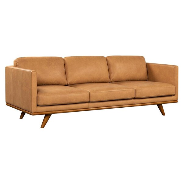 Manly Italian Leather Couch Indoor 3 Seater Tan Lounge Sofa - Fabric Lounges