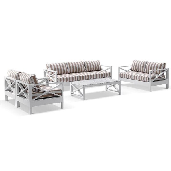 Kansas 3+2+1+1 seater Outdoor Aluminium Lounge Set with Coffee Table in Sunbrella - Outdoor Aluminium Lounges