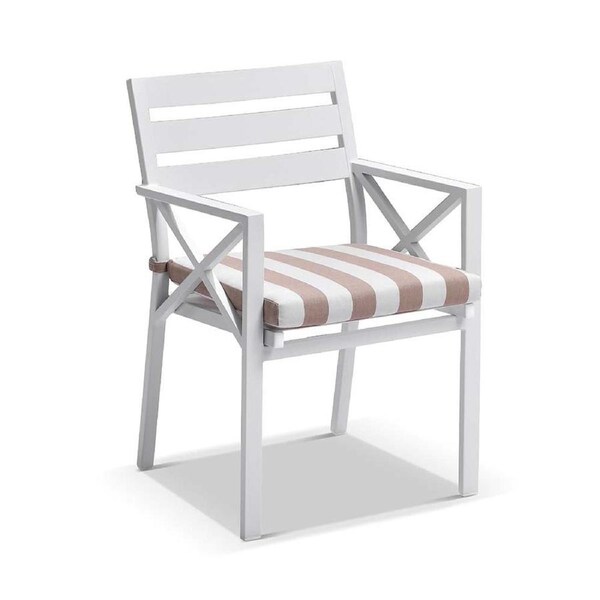 Tuscany Round 1.8m Outdoor Aluminium and Teak Dining Table with 8 Kansas Dining Chairs in Sunbrella - Outdoor Aluminium Dining Settings