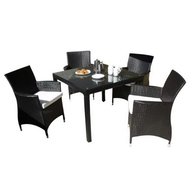 Roman 4 Seater Square Outdoor Wicker Dining Table and Chairs Setting - Outdoor Wicker Dining Settings